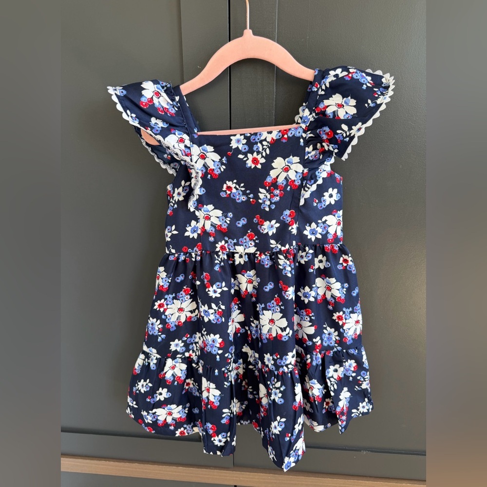 Janie and Jack | Navy Floral Ruffle Sleeve Sundress | 3T